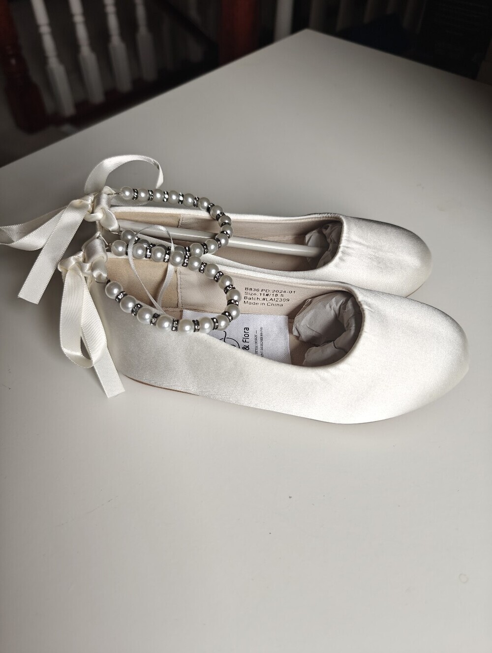 FELIX & FLORA Kids Wedding Shoes Formal Shoes Satin And Pearl